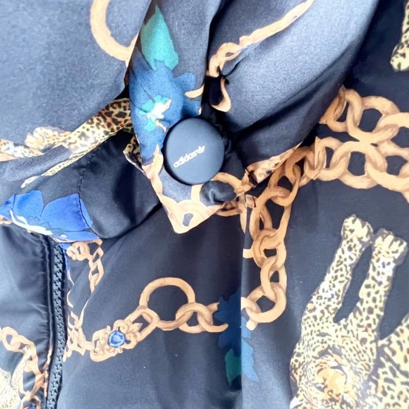 NEW Adidas OS Her Studio Down Puffer JACKET Coat Chains Leopard Floral Size L - Picture 9 of 13